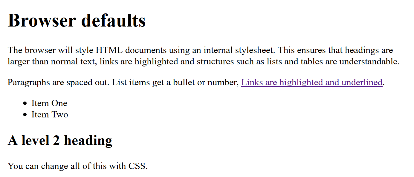 Die von einem Browser verwendeten Standardstile