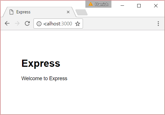 Browser für die Standard-Express-App Generator-Website