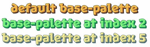 Beispiel, das 3 verschiedene Base-Paletten der Rocher-Farbschrift zeigt